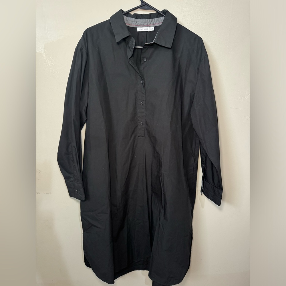 Mersea Black Long Sleeve Shirt Dress